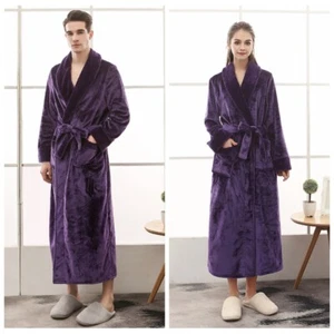 Para hombres Mujeres Vellana Gofre Vestido Largo Púrpura Lujo Ligero Vestido de Vestir Cálido - Imagen 1 de 14