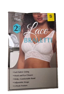 Felina Ladies' Lace Bralette 2-Pack, Black/White Small - Picture 1 of 5