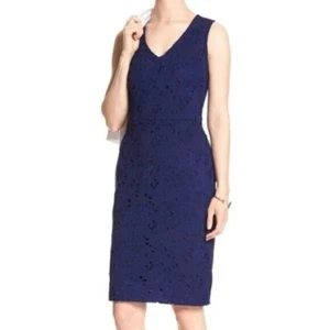BANANA REPUBLIC * VESTIDO FORMAL DE CÓCTEL FUNDA CUELLO EN V ENCAJE AZUL TALLA: 2P NUEVO CON ETIQUETAS $120 - Imagen 1 de 5