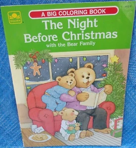 1989 Golden A Big Coloring Book The Night Before Christmas With The Bear Family - Picture 1 of 5