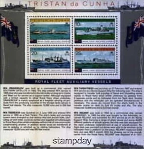 TRISTAN DA CUNHA 1979 SHIPS FLAGS SHEET OF 4 MNH -S1177-5 - Picture 1 of 1