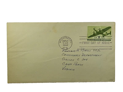 1944 FDC 8 c Airmail Twin-Motored Transport Plane First Day Cover SC #C26 - Image 1 of 2