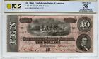 T-68 Pf-31 1864 $10 Confederate Paper Money - Pcgs-B Choice About Unc 58