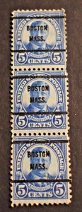 3 - 1923 US Stamps - Scott # 557 - 5 Cent Roosevelt Precancels - Boston, MA. c - Picture 1 of 2