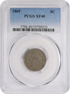 1869 Shield Nickel EF40 PCGS - Picture 1 of 2
