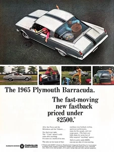 Plymouth Barracuda 1965 anuncio impreso genuino vintage automóvil coche Fastback - Imagen 1 de 1