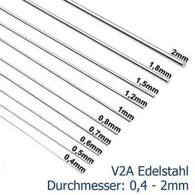 MARKENLOS Federstahldraht Durchmesser 0,4 - 2mm Federdraht V2A Edelstahl Rostfreier Draht