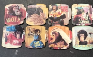 BROOKE BOND - PG TIPS MUG SHAPED CHIMP HOLOGRAM SET OF 8 FRIDGE MAGNETS - Picture 1 of 10