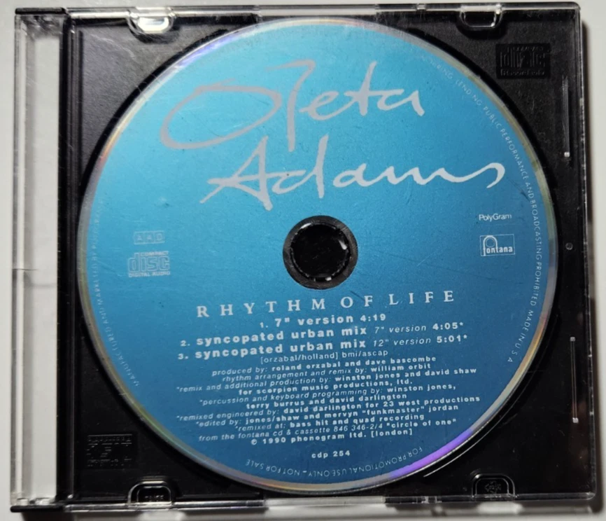 Oleta Adams - Rhythm Of Life Promo CD Single Downtempo Electronic 1990 Mixes DJ Foto 1 de 1