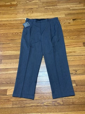 Calça social masculina Jos A Bank tamanho 38x29 cinza plissada viajante lã nova com etiquetas $175 - Imagem 1 de 4