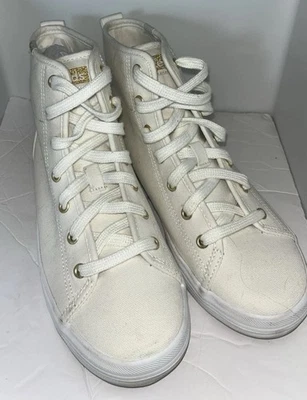 Zapatilla deportiva para mujer Keds Kickstart Hi de lona 8 M blanca con cordones Foto 1 de 4