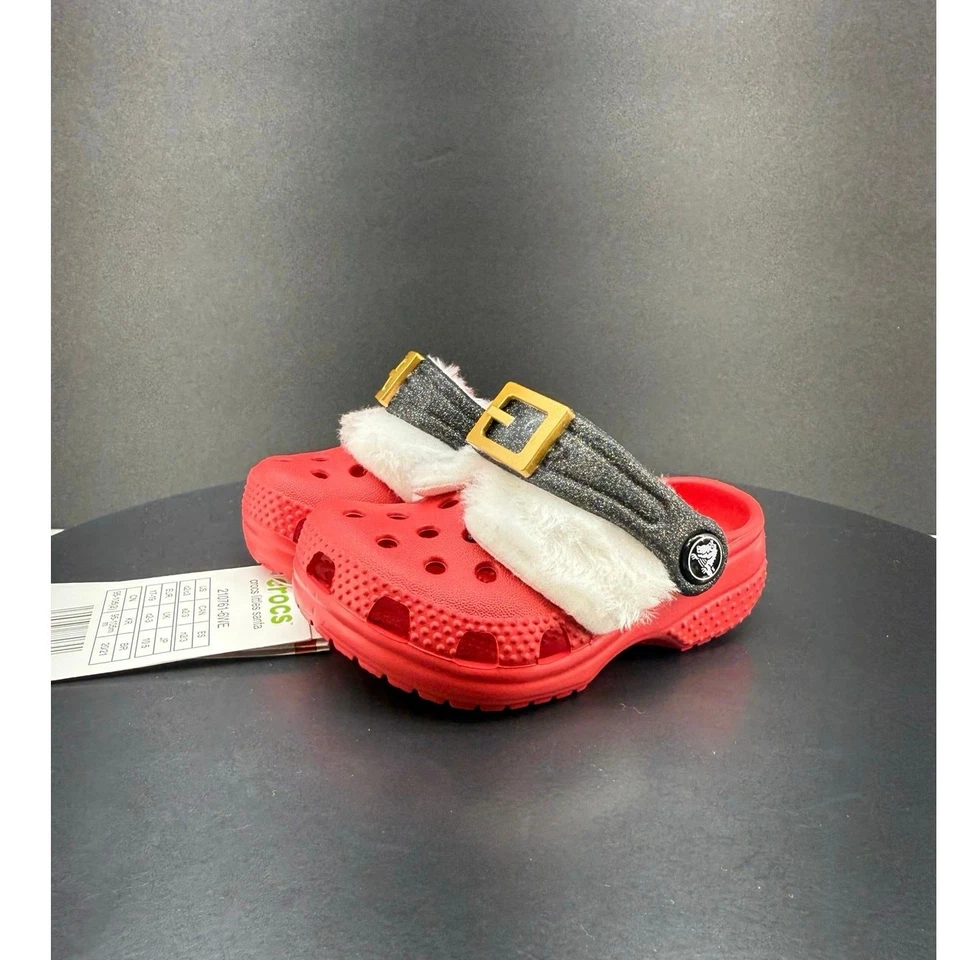 Crocs Littles Санта с подкладкой Baby размер C2 C3 поскользнуться на сабо красный Рождественские туфли новый - Изображение 1 из 4