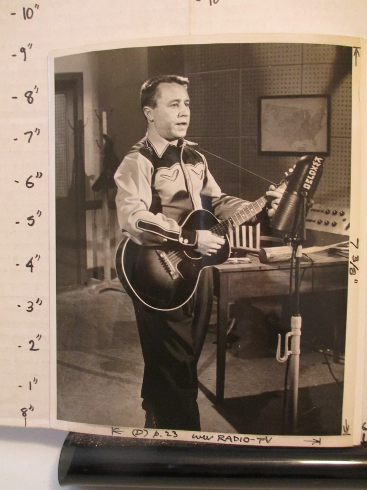 NBC TV show photo 1950s GEORGE GOBEL western Gibson guitar microphone studio - Image 1 of 1