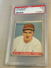 1933 GOUDEY #169 AL THOMAS PSA VG 3 BASEBALL CARD.