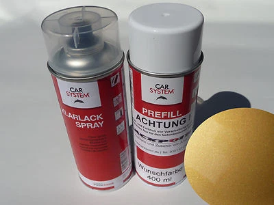 Lackspray Set a 400ml Autolack Basislack Candy Gold Metallic +Klarlack Tuning - Bild 1 von 3