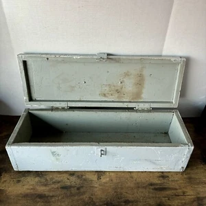 Large Vintage Handmade Framed Wooden Tool Box Storage Chest Portable 26x8.5 - Picture 1 of 14