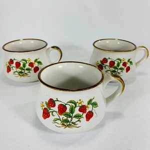 3 TAZAS DE CAFÉ VINTAGE DE GRES FRESA SILVESTRE INTERPUR Corea - Imagen 1 de 7