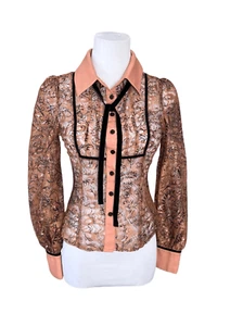 Neu mit Etikett Honey Punch Knopfleiste Spitze rosa schwarz Top Bluse Gr. XS - Bild 1 von 10