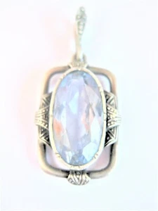 Antico Rimorchio Vero Argento Con Topazio Blu, 5,12 G - Foto 1 di 3