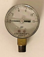 Ashcroft Pressure Gauge 1-1/2" Bottom Mount 1/8 NPT 0/15 PSI USA made - 4 gauges