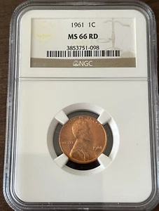 1961 Lincoln Cent NGC MS 66 RD - Picture 1 of 2