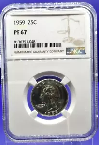 PF 67 - 1959 Washington PROOF Quarter 90% Silver 25C NGC Graded Flawless Coin - Picture 1 of 2
