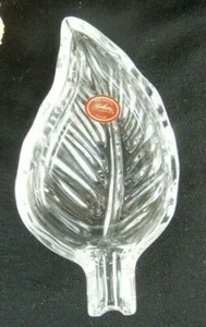 Vintage Leaf Dish Floral Garden Collection Fine Crystal By Gorham Poland - Picture 1 of 8