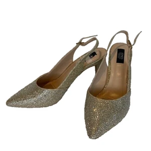 Jones New York Berria Pumps Size 9.5 Rhinestone Crystal Women's Heels Gold - Picture 1 of 9