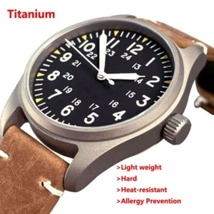 Titanium 39mm Tandorio NH35 20ATM Diver Sapphire Glass Black Automatic Men Watch - Picture 1 of 6