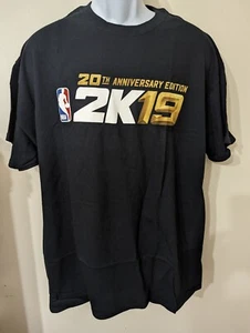 NBA 2K19 LeBron James Promo 20th ANNIVERSARY Edition T-Shirt XL New Black Gold - Picture 1 of 6