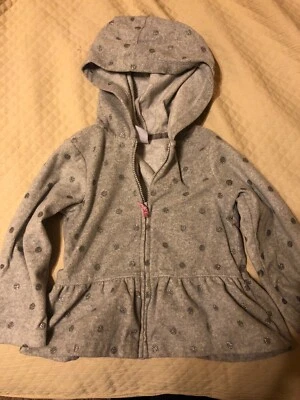 Carters свитер для девочек толстовка с капюшоном размер 24 месяцев серый серебряные круги - Изображение 1 из 2