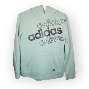 Adidas hoodie mint blue green spell out logo girl's large 14 - Picture 1 of 3