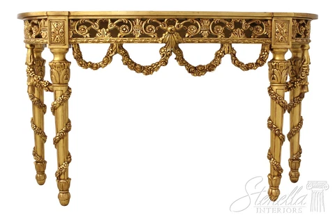 55723EC: French Louis XIV Style Gold Leaf Carved Console Table Cover