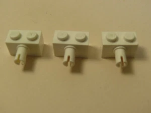 Lego 3 weiße Steine, modifiziert mit Stift, 80030 41698 21226 43196 60282 41450 41693 - Bild 1 von 1