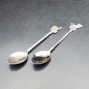 CUCHARAS DEMITASSE VINTAGE PLATEADAS CIERVOS Y LEONES. 4,5" L - Imagen 1 de 7