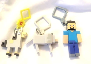 Minecraft Steve Keychains Bag Clips Backpack Hangers LOT of 3 - Picture 1 of 10