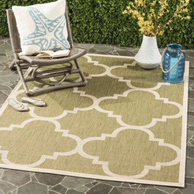 SAFAVIEH Indoor Outdoor CY6243-244 Courtyard Green / Beige Rug - Image 1 of 4