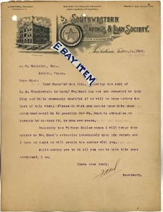 1898 FRANK AID San Antonio Texas SOUTHWESTERN SAVINGS LOAN Hunt Mitchell Martin - Picture 1 of 1