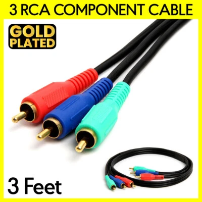 Cable RCA 3 pies 3 cable de video RCA tres componentes RCA RGB YPbPr TV DVD Foto 1 de 3