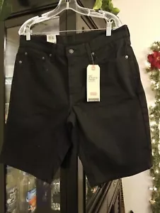 Levis Mens 541 Athletic Taper Jet Black Stretch Denim Shorts Tag Size 29 0056 - Picture 1 of 3