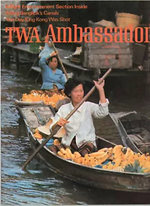 March 1971 TWA Ambassador Magazine Thai Fruit Peddlers in Boats Cover - Picture 1 of 2