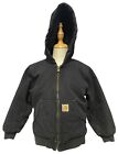 VTG Kids Carhartt Quilt Lined Brown Hooded Full Zip Jacket Size XS-6
