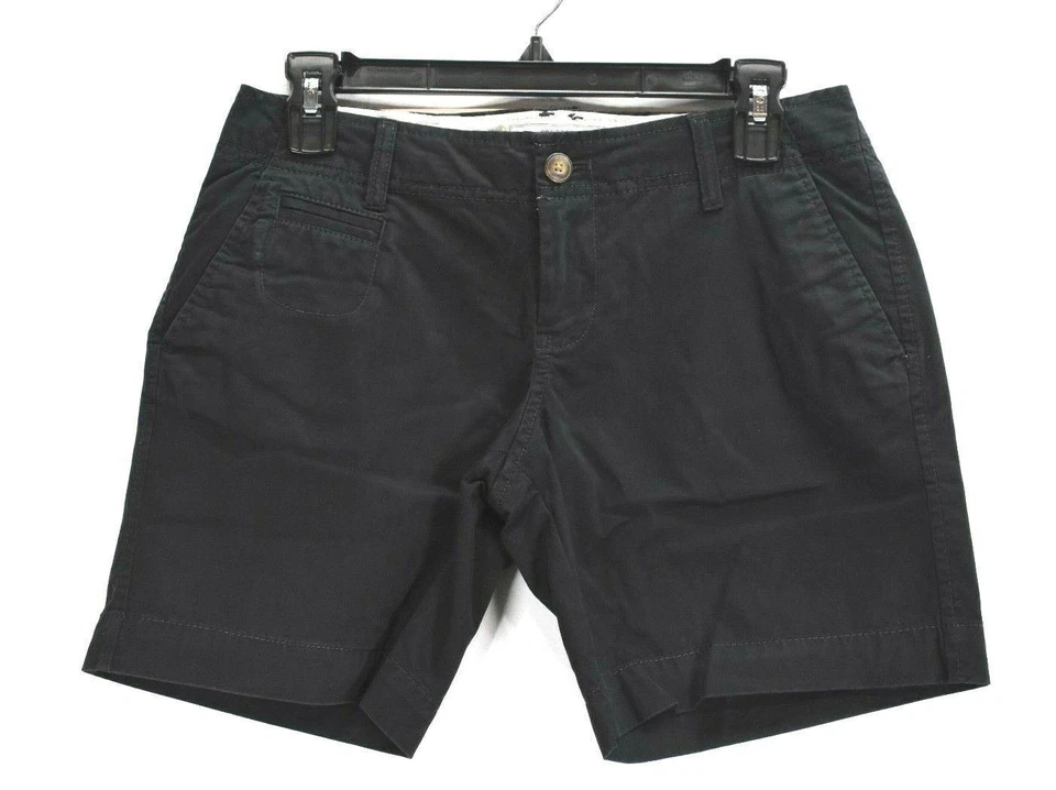 Old Navy Womens Black Flat Front Slash Pocket Stretch Perfect 7" Shorts 2 Petite - Image 1 of 4