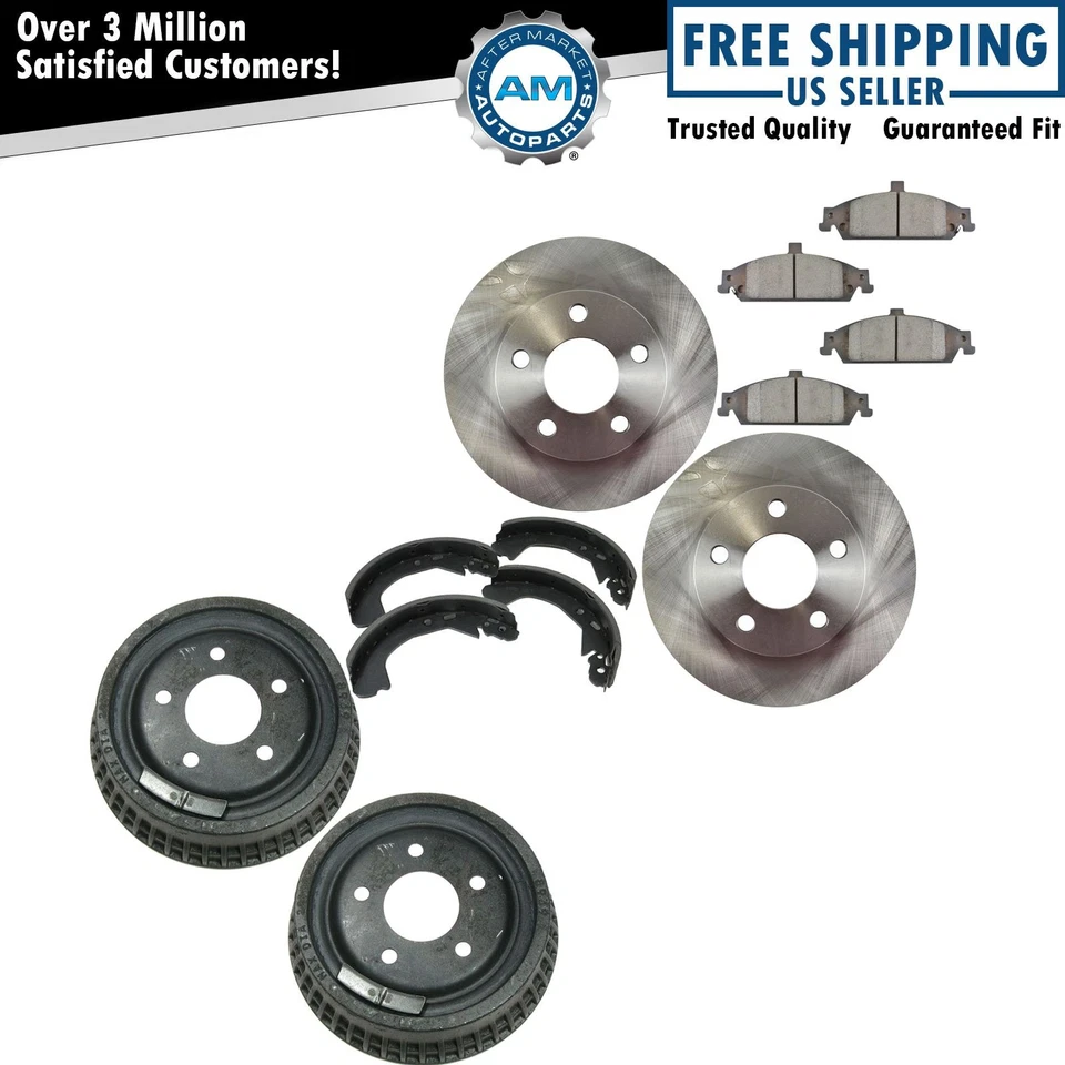 Brake Rotor Ceramic Pad Drum & Shoe Front & Rear Kit w/Fluids for Chevy - Image 1 of 4