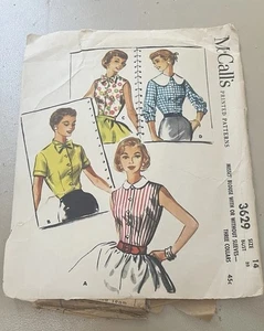 Blusa Vintage McCall’s Patrón 3629 Talla 14. Busto 32 - Imagen 1 de 2