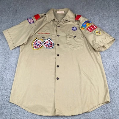 Vintage Boy Scouts of America Uniform Shirt Mens Large Short Sleeve USA Made BSA - Image 1 of 4