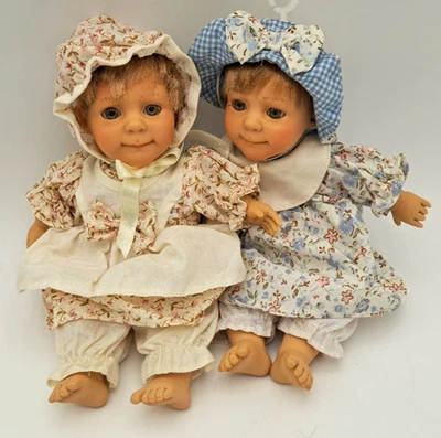 Lot of 2 Berenguer Expressions 9" Baby Girl Dolls Soft Bodies Floral Outfits - Image 1 of 4