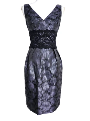 Vestido vaina para mujer Maggy London sin mangas cuello en V talla 6 negro berenjena cal Foto 1 de 4