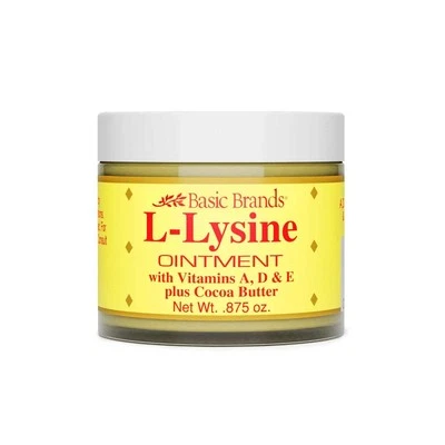 Basic Brands L Lysine Ointment Vitamins A D & E Cocoa Butter .875oz Pack of 2 - Image 1 of 3