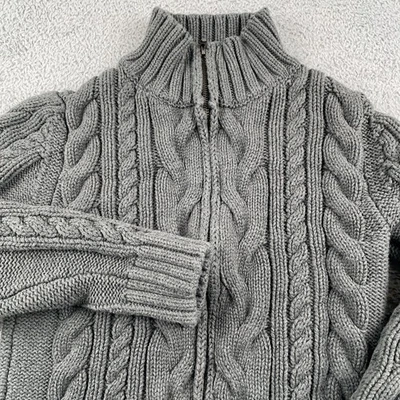 Suéter LL Bean Mujer Pequeño Gris Cárdigan Tejido con Cable Cremallera Completa Tejido Clásico Foto 1 de 4